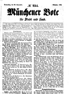 Münchener Bote für Stadt und Land Donnerstag 29. September 1853