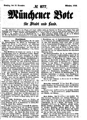 Münchener Bote für Stadt und Land Samstag 19. November 1853