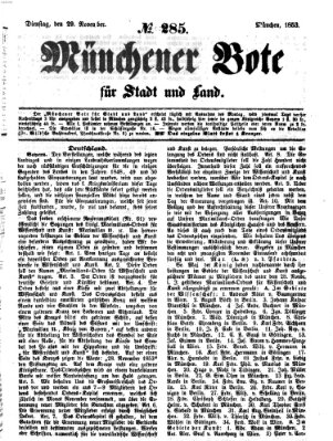 Münchener Bote für Stadt und Land Dienstag 29. November 1853