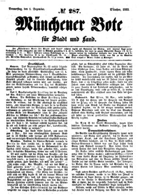 Münchener Bote für Stadt und Land Donnerstag 1. Dezember 1853