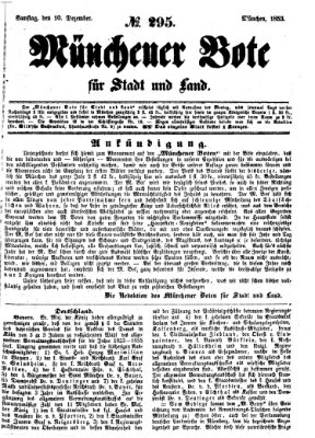 Münchener Bote für Stadt und Land Samstag 10. Dezember 1853