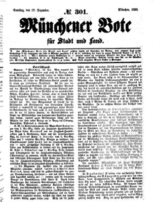 Münchener Bote für Stadt und Land Samstag 17. Dezember 1853