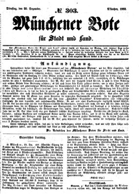 Münchener Bote für Stadt und Land Dienstag 20. Dezember 1853