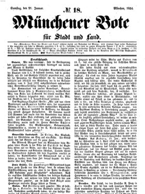 Münchener Bote für Stadt und Land Samstag 21. Januar 1854