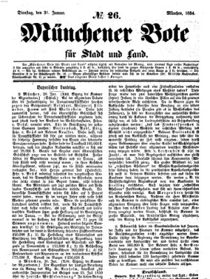 Münchener Bote für Stadt und Land Dienstag 31. Januar 1854