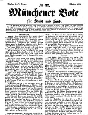 Münchener Bote für Stadt und Land Dienstag 7. Februar 1854