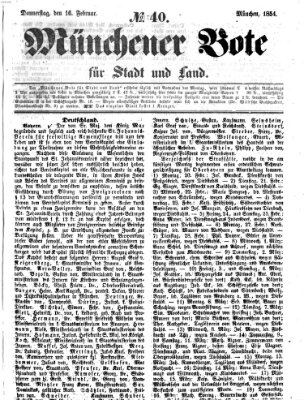 Münchener Bote für Stadt und Land Donnerstag 16. Februar 1854