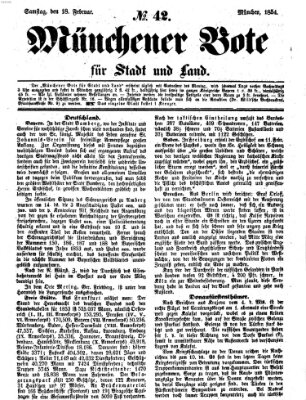 Münchener Bote für Stadt und Land Samstag 18. Februar 1854