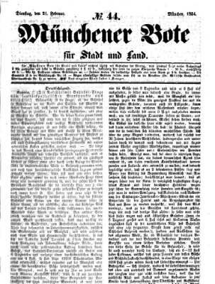 Münchener Bote für Stadt und Land Dienstag 21. Februar 1854