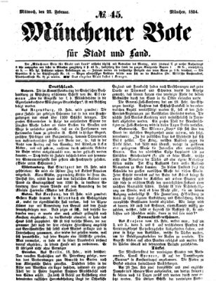 Münchener Bote für Stadt und Land Mittwoch 22. Februar 1854