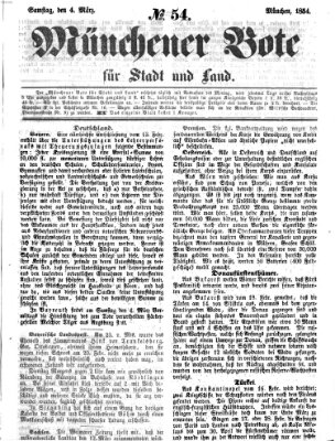 Münchener Bote für Stadt und Land Samstag 4. März 1854