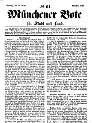 Münchener Bote für Stadt und Land Sonntag 12. März 1854