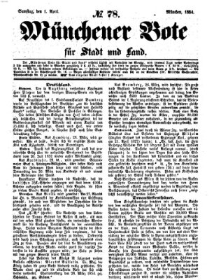 Münchener Bote für Stadt und Land Samstag 1. April 1854