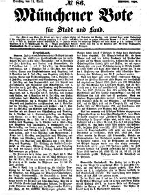 Münchener Bote für Stadt und Land Dienstag 11. April 1854