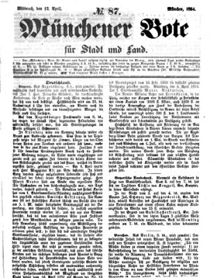 Münchener Bote für Stadt und Land Mittwoch 12. April 1854