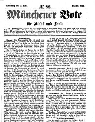 Münchener Bote für Stadt und Land Donnerstag 13. April 1854