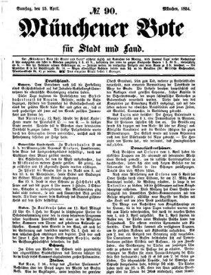 Münchener Bote für Stadt und Land Samstag 15. April 1854