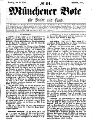 Münchener Bote für Stadt und Land Sonntag 16. April 1854