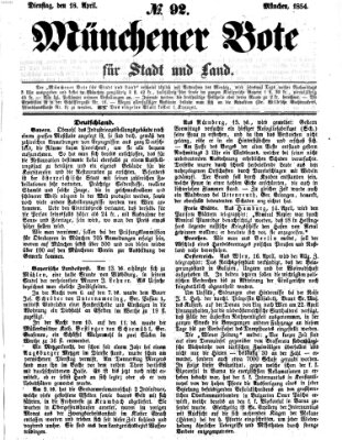 Münchener Bote für Stadt und Land Dienstag 18. April 1854