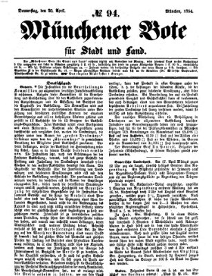 Münchener Bote für Stadt und Land Donnerstag 20. April 1854