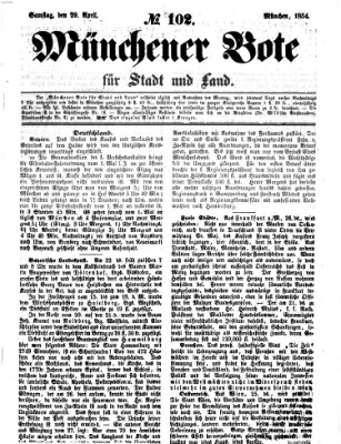 Münchener Bote für Stadt und Land Samstag 29. April 1854