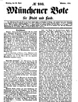 Münchener Bote für Stadt und Land Sonntag 30. April 1854