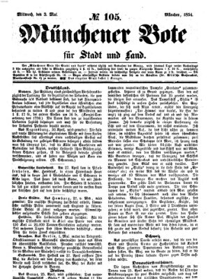 Münchener Bote für Stadt und Land Mittwoch 3. Mai 1854