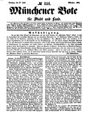 Münchener Bote für Stadt und Land Dienstag 27. Juni 1854