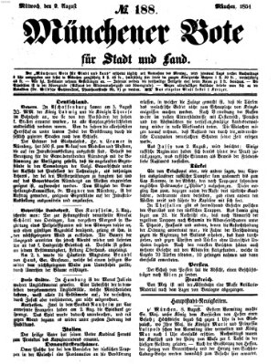 Münchener Bote für Stadt und Land Mittwoch 9. August 1854