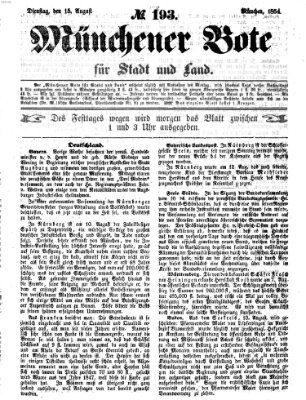 Münchener Bote für Stadt und Land Dienstag 15. August 1854