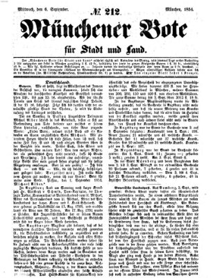 Münchener Bote für Stadt und Land Mittwoch 6. September 1854