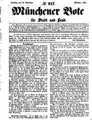 Münchener Bote für Stadt und Land Dienstag 12. September 1854