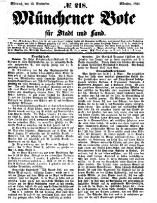 Münchener Bote für Stadt und Land Mittwoch 13. September 1854