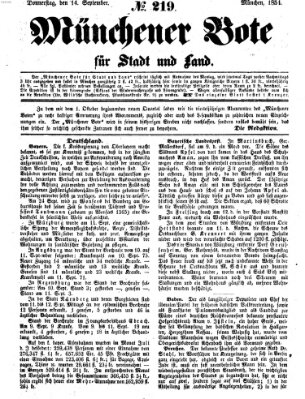 Münchener Bote für Stadt und Land Donnerstag 14. September 1854