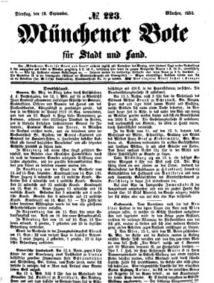 Münchener Bote für Stadt und Land Dienstag 19. September 1854