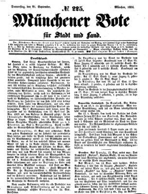 Münchener Bote für Stadt und Land Donnerstag 21. September 1854