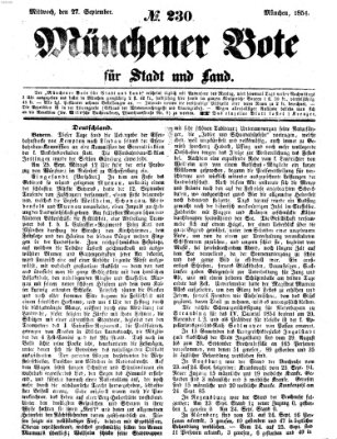 Münchener Bote für Stadt und Land Mittwoch 27. September 1854