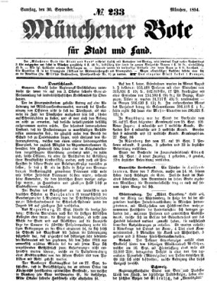 Münchener Bote für Stadt und Land Samstag 30. September 1854