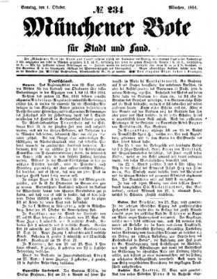 Münchener Bote für Stadt und Land Sonntag 1. Oktober 1854