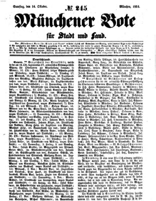 Münchener Bote für Stadt und Land Samstag 14. Oktober 1854