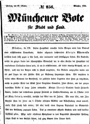 Münchener Bote für Stadt und Land Freitag 27. Oktober 1854