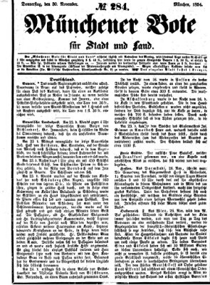 Münchener Bote für Stadt und Land Donnerstag 30. November 1854