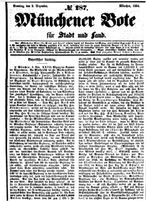 Münchener Bote für Stadt und Land Sonntag 3. Dezember 1854