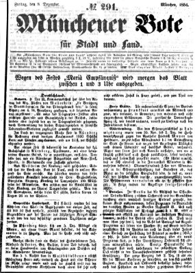 Münchener Bote für Stadt und Land Freitag 8. Dezember 1854