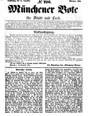 Münchener Bote für Stadt und Land Donnerstag 14. Dezember 1854