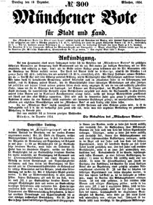 Münchener Bote für Stadt und Land Dienstag 19. Dezember 1854