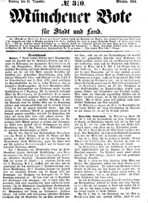 Münchener Bote für Stadt und Land Sonntag 31. Dezember 1854