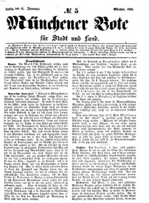 Münchener Bote für Stadt und Land Samstag 6. Januar 1855