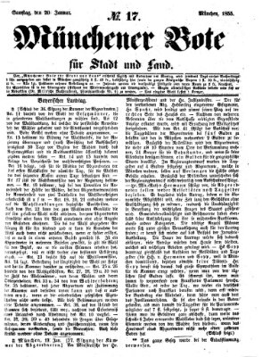 Münchener Bote für Stadt und Land Samstag 20. Januar 1855