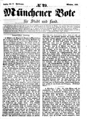 Münchener Bote für Stadt und Land Samstag 3. Februar 1855